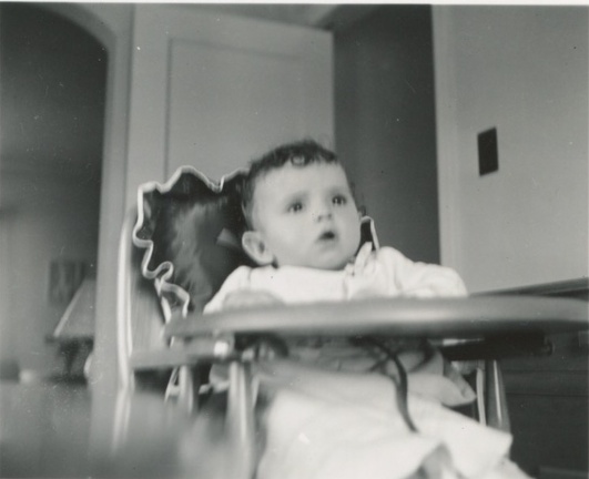 Carole Lee in her fancy high chair about 1-2 months