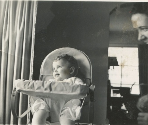 Carole Lee in her high chair about 2 months early 1941
