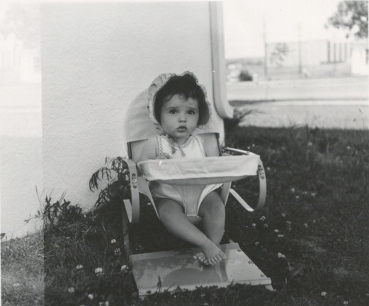 Carole Lee 3-4 months 1941 outside in baby chair 4