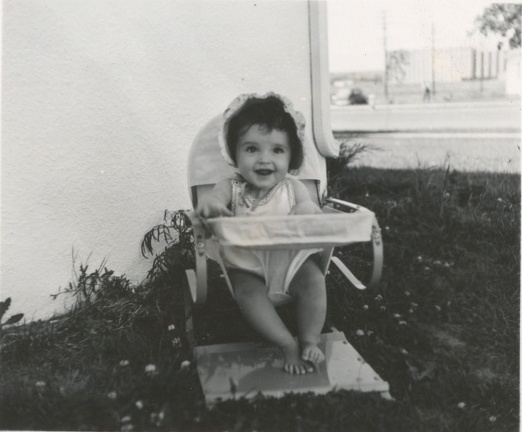 Carole Lee 3-4 months 1941 outside in baby chair 5