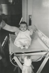 Carole Lee at 3 months on changing table Cora&#039;s arm holding her up
