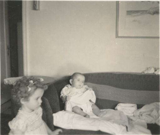 Carole Lee and baby Lynn 1942 in front room