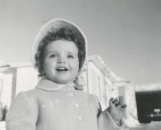 Carole Lee Stanard 1942 in front of (Alberta, Canada temple?)