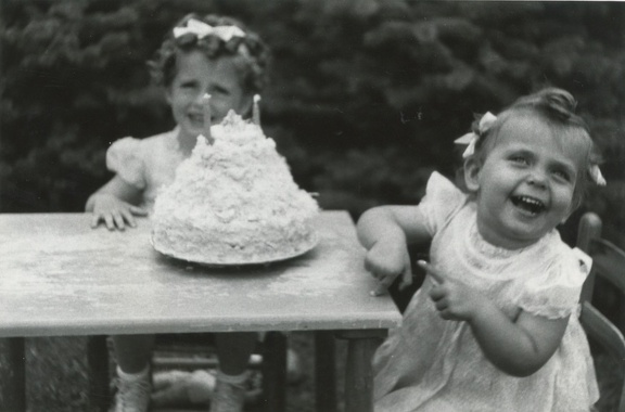 Carole Lee outside with Lynn as she turns 2 1944
