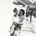 Lynn, Cora and Carole 1945 or 1944 by their house in Montana